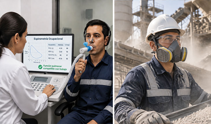 Espirometría ocupacional en trabajador expuesto a polvo industrial